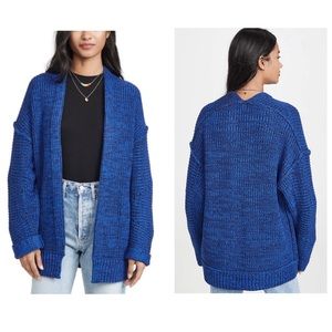 FREE PEOPLE Blue High Hopes Chunky Knit Open-Front Cardigan S